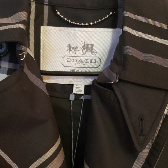 NWOT Coach plaid trench coat - Picture 4 of 5